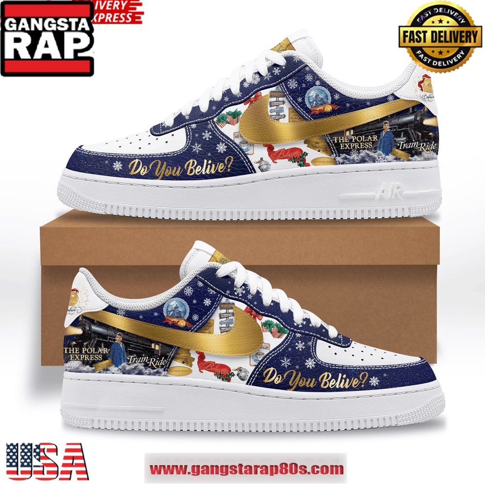 The Polar Express Limited Edition Air Force 1 Running Sneakers Shoes The Polar Express Limited Edition Air Force 1 Running Sneakers Shoes