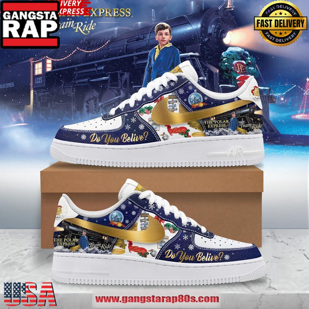 The Polar Express Limited Edition Air Force 1 Running Sneakers Shoes The Polar Express Limited Edition Air Force 1 Running Sneakers Shoes