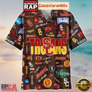 USC Trojans Solgan Fight On True Fan Spirit Custom Name Aloha Hawaiian Shirt