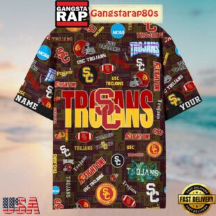 USC Trojans Solgan Fight On True Fan Spirit Custom Name Aloha Hawaiian Shirt