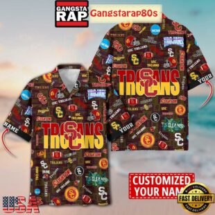 USC Trojans Solgan Fight On True Fan Spirit Custom Name Aloha Hawaiian Shirt