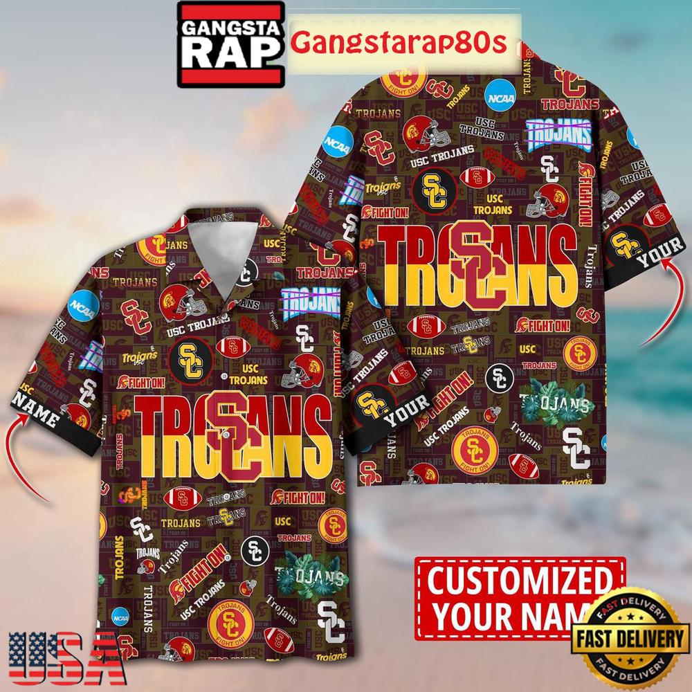 USC Trojans Solgan Fight On True Fan Spirit Custom Name Aloha Hawaiian Shirt USC Trojans Solgan Fight On True Fan Spirit Custom Name Aloha Hawaiian Shirt