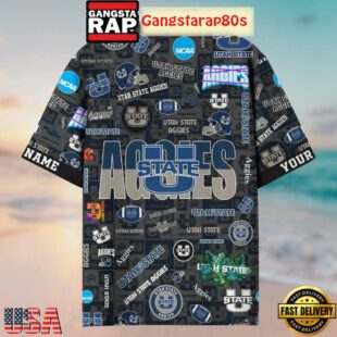 Utah State Aggies Solgan True Fan Spirit Custom Name Aloha Hawaiian Shirt