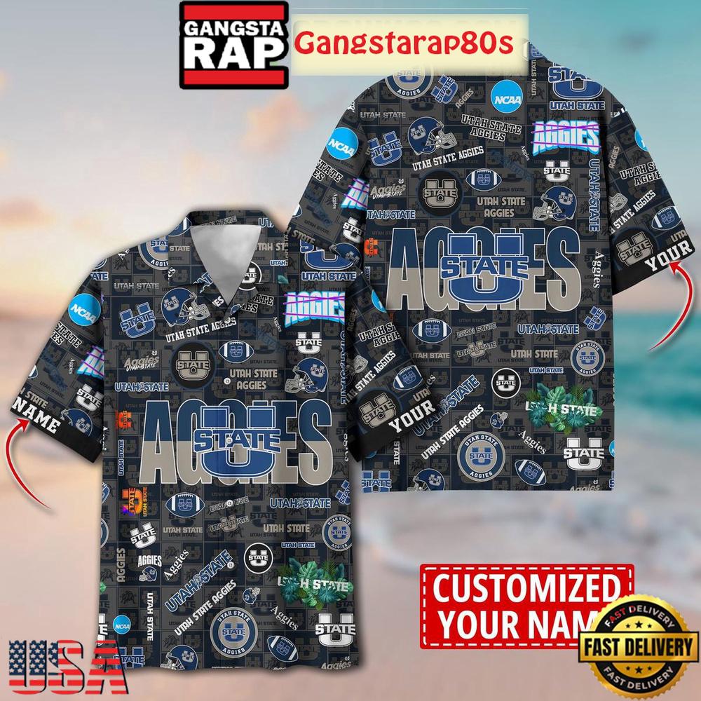Utah State Aggies Solgan True Fan Spirit Custom Name Aloha Hawaiian Shirt Utah State Aggies Solgan True Fan Spirit Custom Name Aloha Hawaiian Shirt