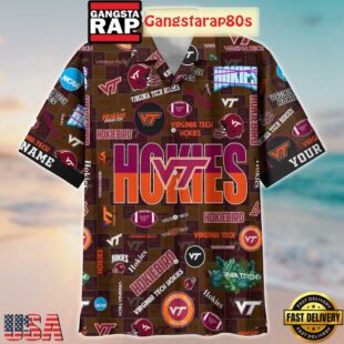 Virginia Tech Hokies Solgan HokieBird True Fan Spirit Custom Name Aloha Hawaiian Shirt