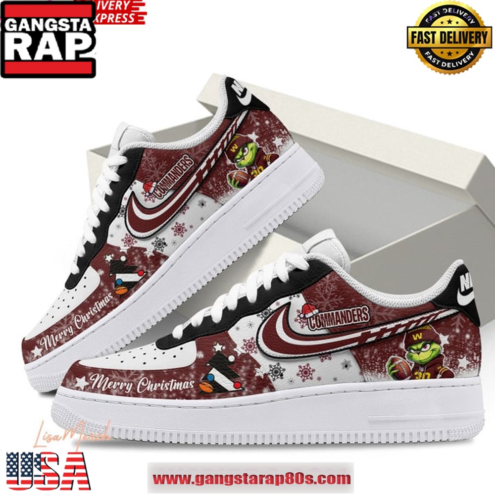Washington Commanders Merry Christmas Limited Edition Air Force 1 Running Sneakers Washington Commanders Merry Christmas Limited Edition Air Force 1 Running Sneakers