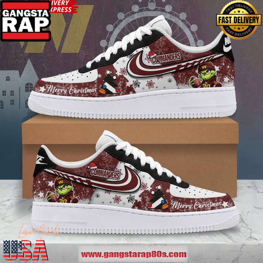 Washington Commanders Merry Christmas Limited Edition Air Force 1 Running Sneakers Washington Commanders Merry Christmas Limited Edition Air Force 1 Running Sneakers