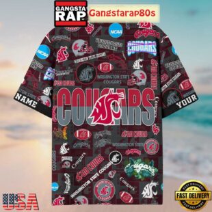 Washington State Cougars Solgan Go Cougs True Fan Spirit Custom Name Aloha Hawaiian Shirt