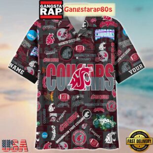 Washington State Cougars Solgan Go Cougs True Fan Spirit Custom Name Aloha Hawaiian Shirt