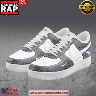 West Virginia Mountaineers Custom Gray Air Force 1 Running Sneakers Shoes