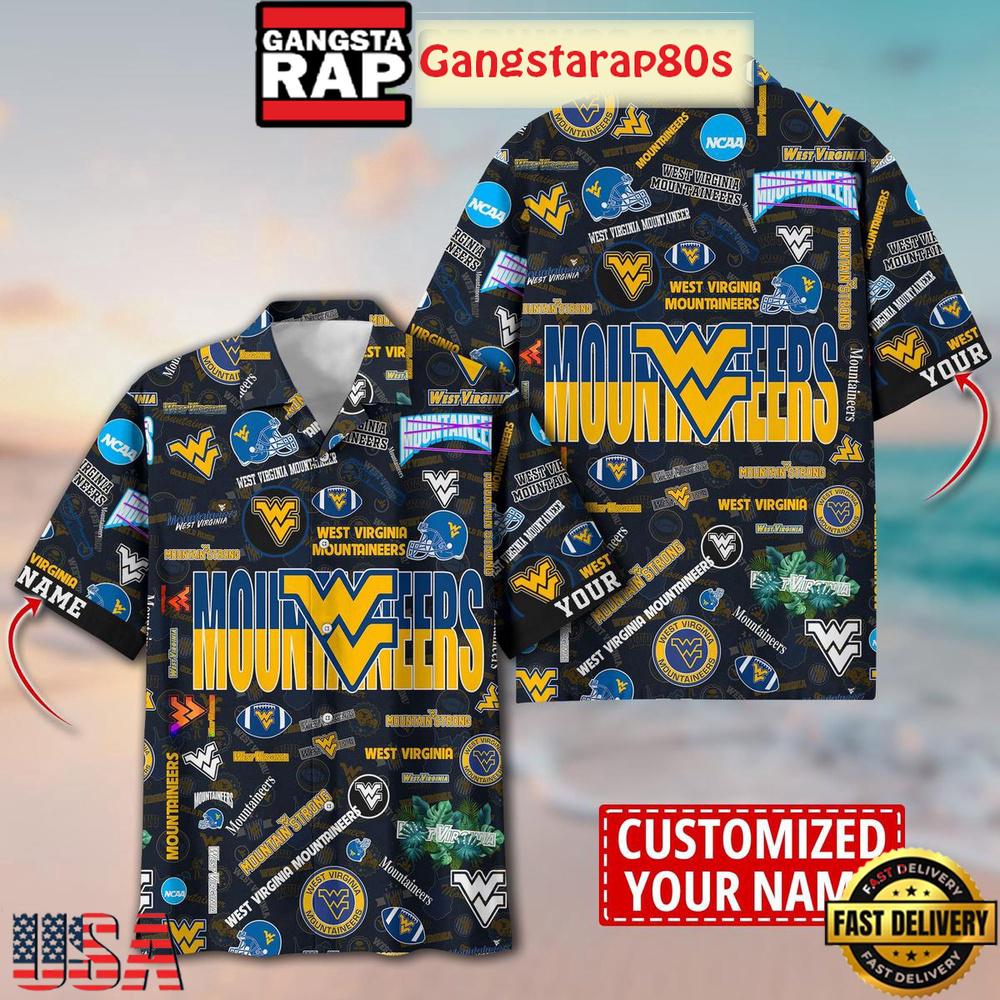 West Virginia Mountaineers Solgan True Fan Spirit Custom Name Aloha Hawaiian Shirt West Virginia Mountaineers Solgan True Fan Spirit Custom Name Aloha Hawaiian Shirt