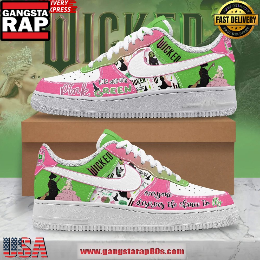 Wicked Musical Limited Edition Air Force 1 Running Sneakers Shoes Wicked Musical Limited Edition Air Force 1 Running Sneakers Shoes