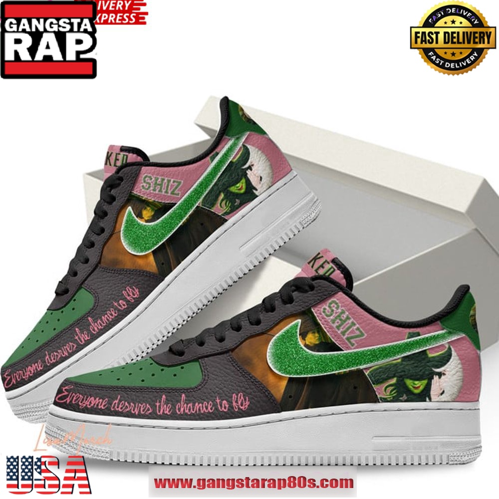 Wicked Musical Limited Edition Air Force 1 Running Sneakers Shoes Wicked Musical Limited Edition Air Force 1 Running Sneakers Shoes