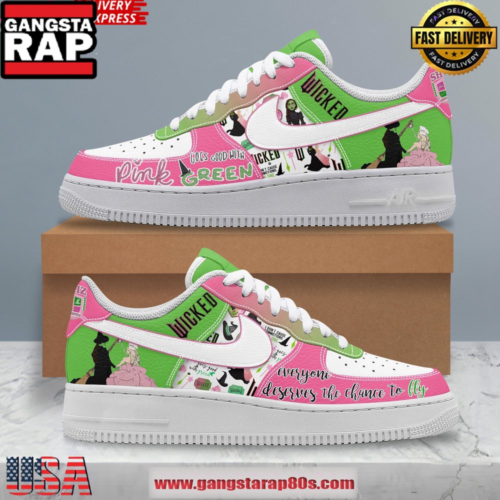 Wicked Musical Limited Edition Air Force 1 Running Sneakers Shoes Wicked Musical Limited Edition Air Force 1 Running Sneakers Shoes