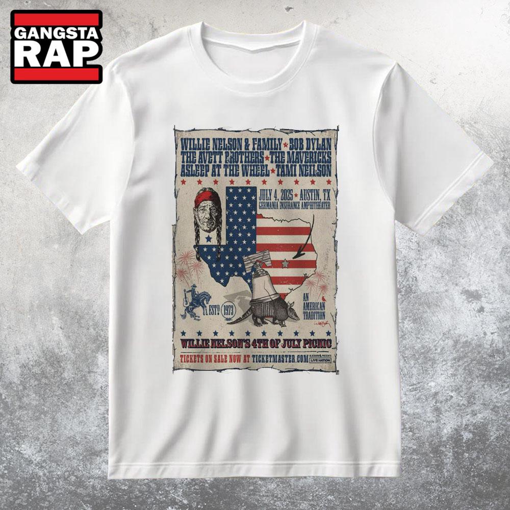 Willie Nelson's 4th Of July Picnic In Austin TX T Shirt Willie Nelson's 4th Of July Picnic In Austin TX T Shirt