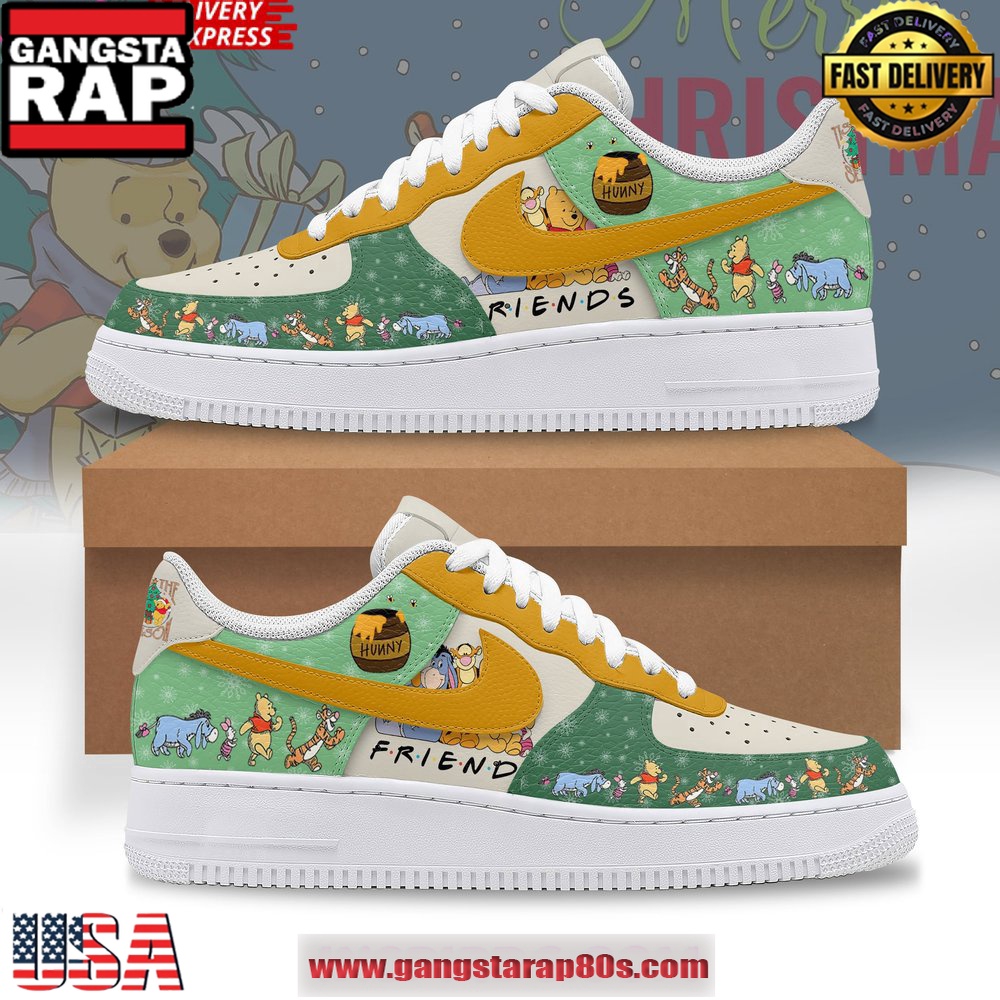 Winnie the Pooh Christmas Holiday Limited Edition Air Force 1 Running Sneakers Shoes Winnie the Pooh Christmas Holiday Limited Edition Air Force 1 Running Sneakers Shoes