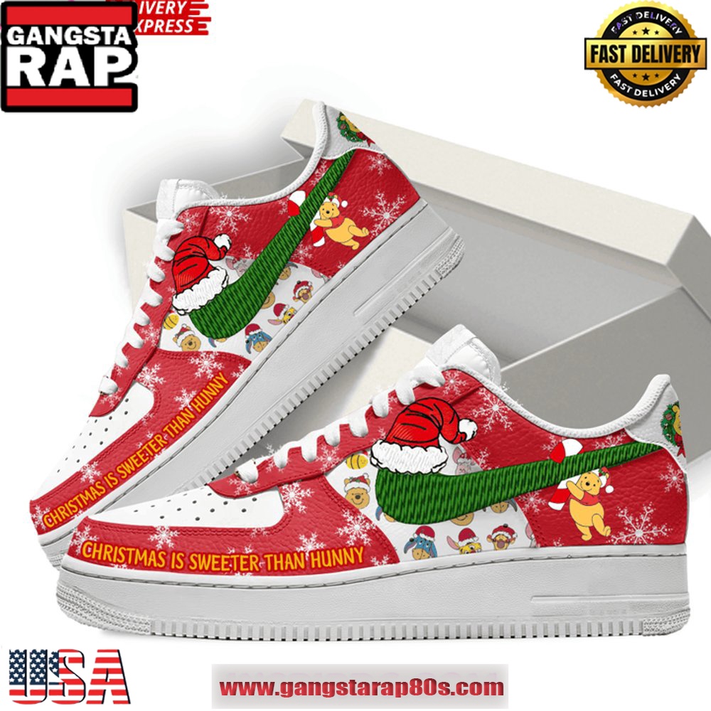 Winnie the Pooh Christmas Limited Edition Air Force 1 Running Sneakers Winnie the Pooh Christmas Limited Edition Air Force 1 Running Sneakers