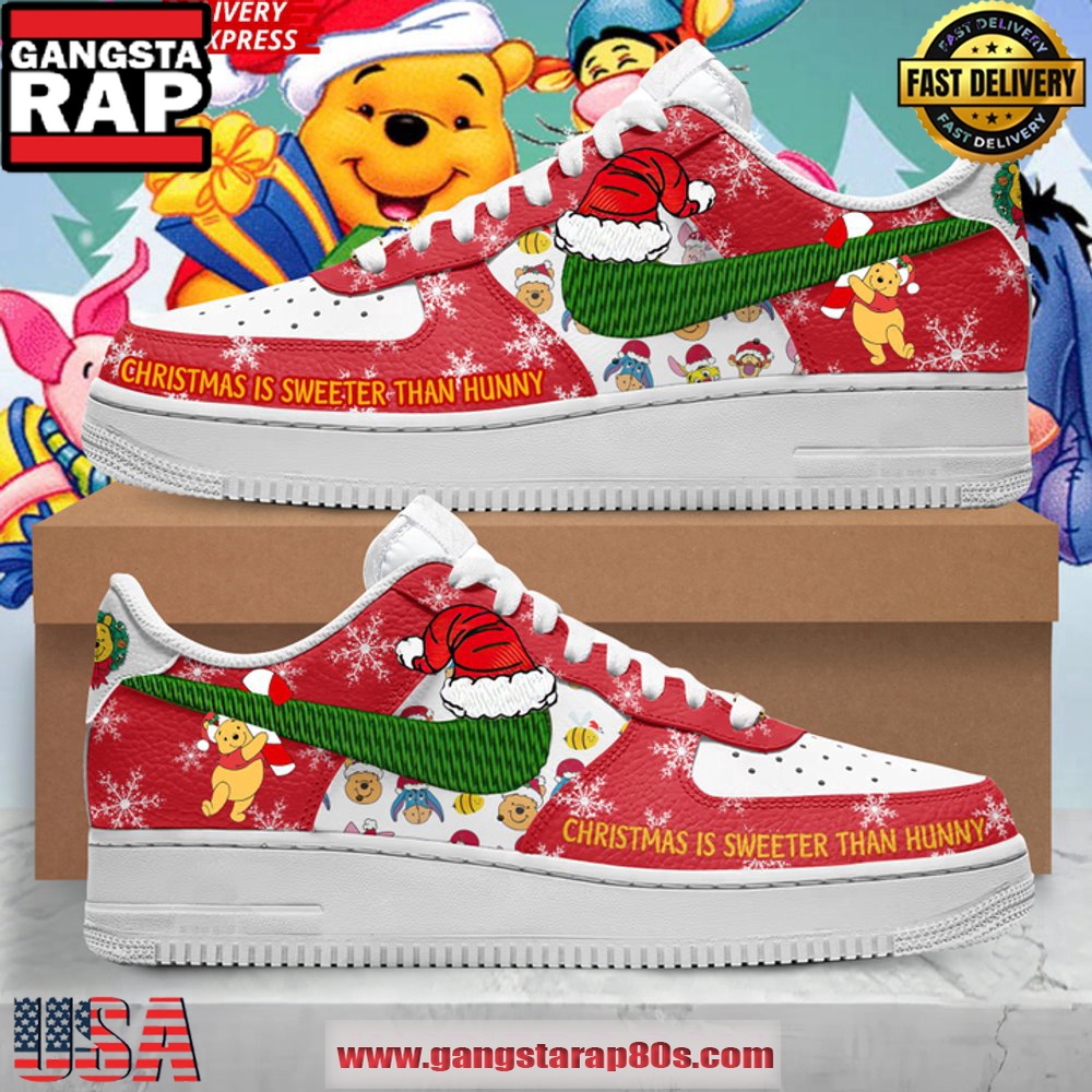 Winnie the Pooh Christmas Limited Edition Air Force 1 Running Sneakers Winnie the Pooh Christmas Limited Edition Air Force 1 Running Sneakers