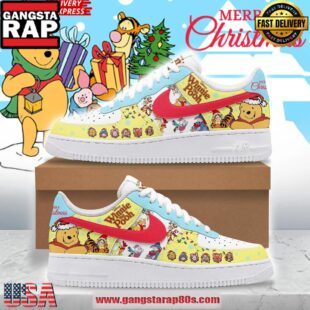 Winnie The Pooh Merry Christmas Limited Edition Air Force 1 Running Sneakers Shoes