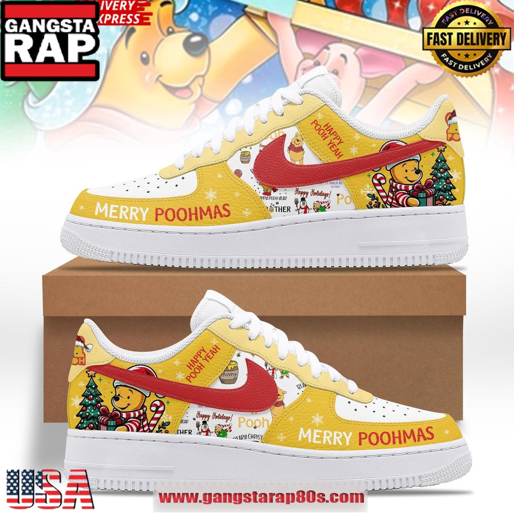 Winnie The Pooh Merry Christmas Limited Edition Air Force 1 Running Sneakers Winnie The Pooh Merry Christmas Limited Edition Air Force 1 Running Sneakers