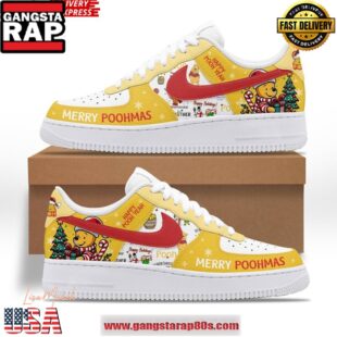 Winnie The Pooh Merry Christmas Limited Edition Air Force 1 Running Sneakers