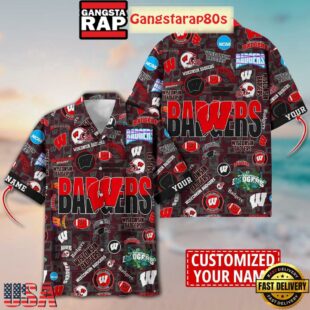 Wisconsin Badgers Solgan True Fan Spirit Custom Name Aloha Hawaiian Shirt
