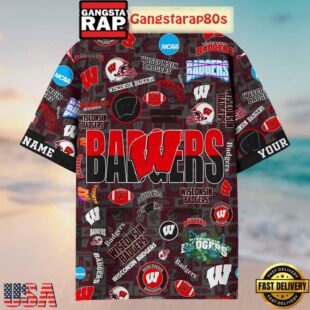 Wisconsin Badgers Solgan True Fan Spirit Custom Name Aloha Hawaiian Shirt
