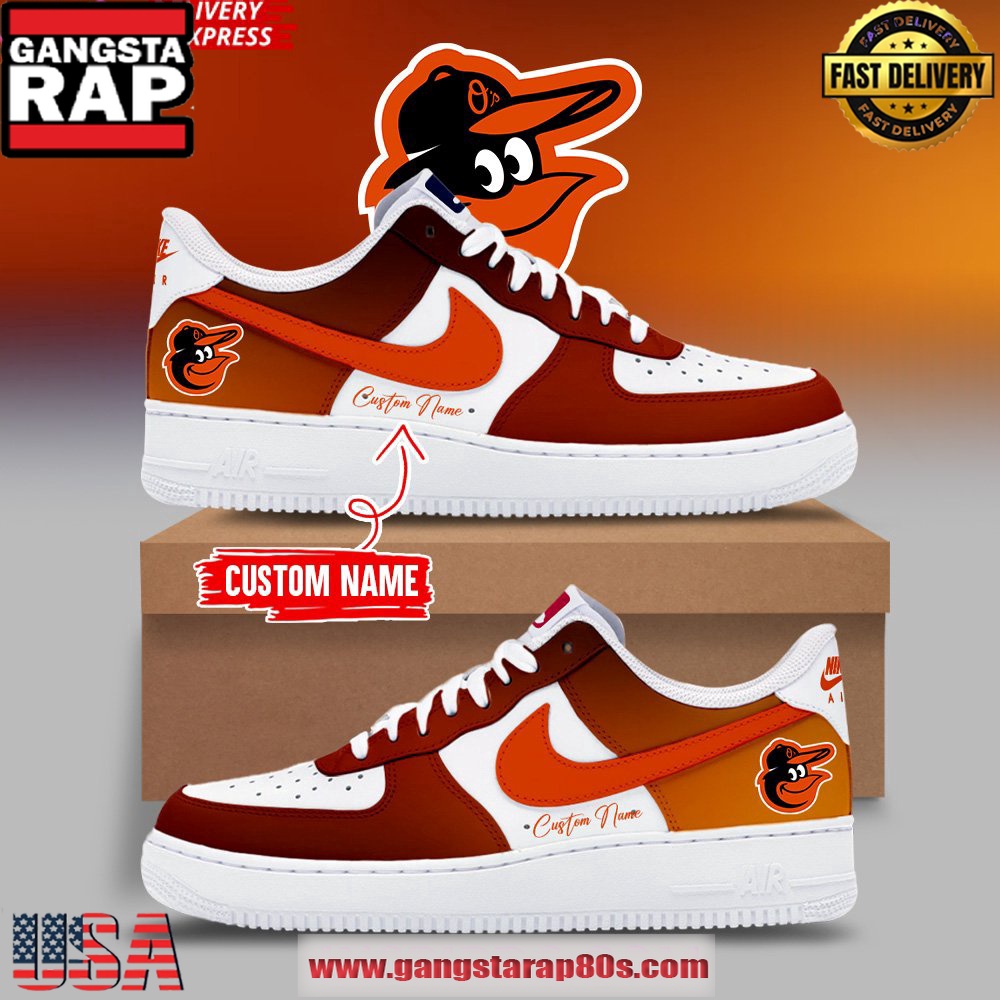 Baltimore Orioles Customized Air Force 1 Running Sneakers Shoes Baltimore Orioles Customized Air Force 1 Running Sneakers Shoes