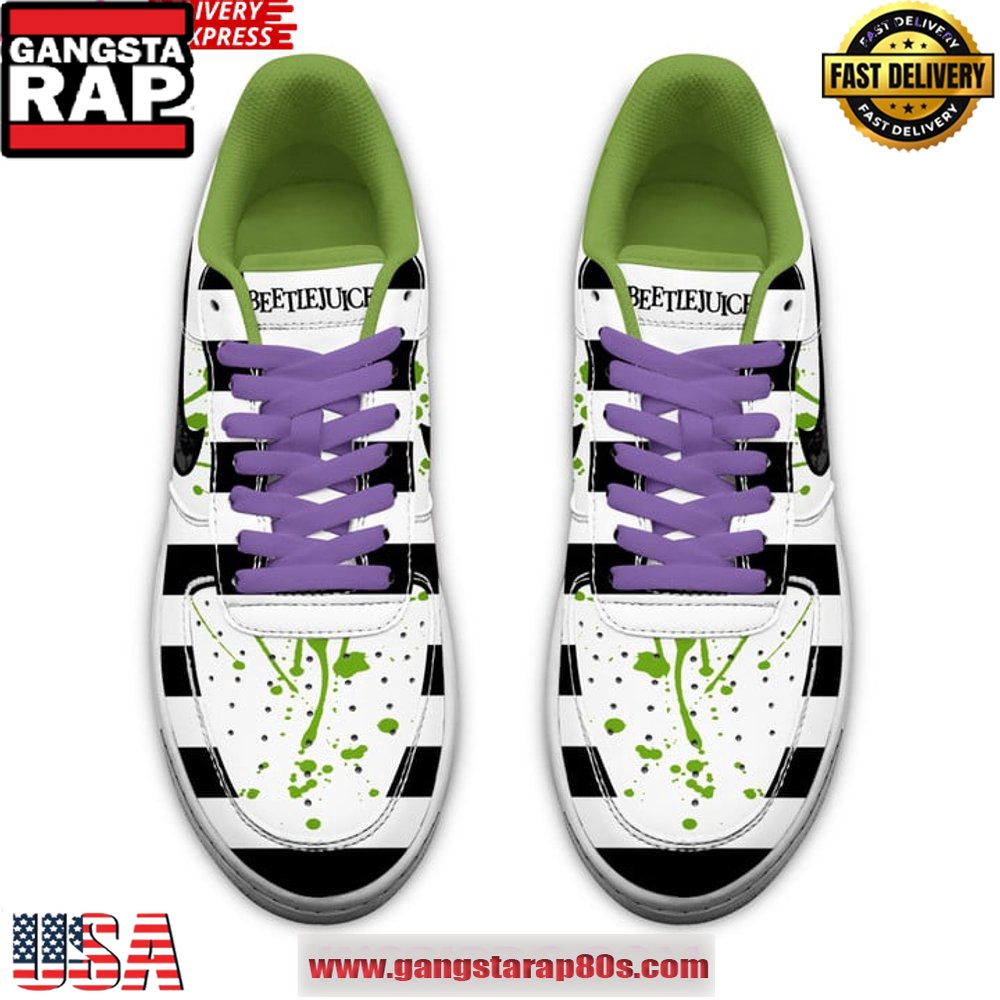 Beetlejuice Noir Couture Limited Edition Air Force 1 Running Sneakers Shoes Beetlejuice Noir Couture Limited Edition Air Force 1 Running Sneakers Shoes