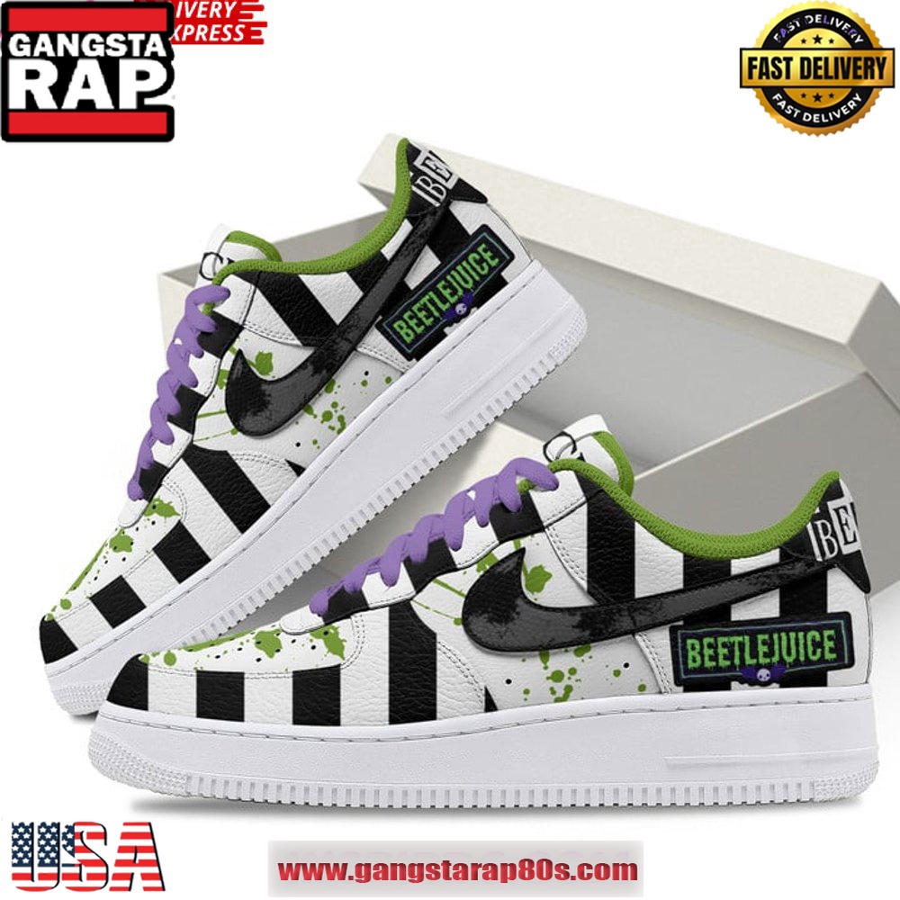 Beetlejuice Noir Couture Limited Edition Air Force 1 Running Sneakers Shoes Beetlejuice Noir Couture Limited Edition Air Force 1 Running Sneakers Shoes