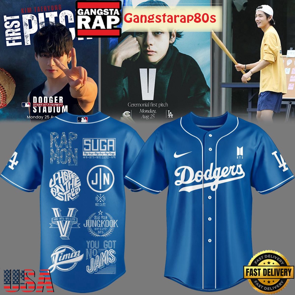 BTS Army Mix Los Angeles Dodgers 2025 Special Baseball Jersey BTS Army Mix Los Angeles Dodgers 2025 Special Baseball Jersey