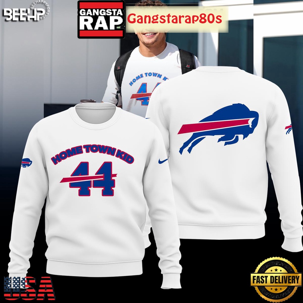 Buffalo Bills Home Town Kid 2025 White Unisex Hoodie Buffalo Bills Home Town Kid 2025 White Unisex Hoodie