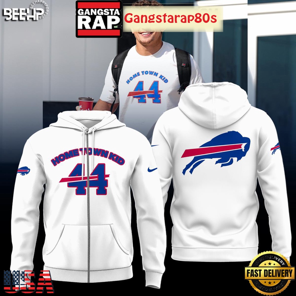 Buffalo Bills Home Town Kid 2025 White Unisex Hoodie Buffalo Bills Home Town Kid 2025 White Unisex Hoodie