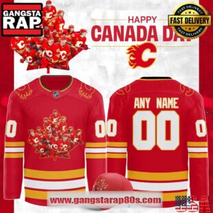 Calgary Flames 2025 Canada Day Custom Hockey Jersey