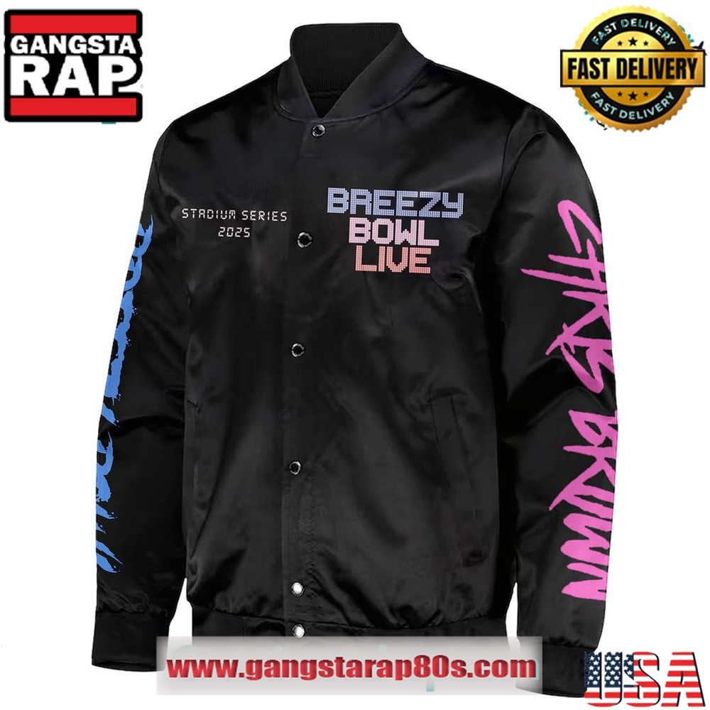 Chris Brown - BREEZY BOWL XX LIGHT BRIGHT Baseball Jacket Chris Brown - BREEZY BOWL XX LIGHT BRIGHT Baseball Jacket