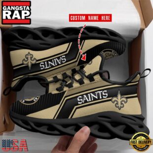 Custom Name New Orleans Saints Football NFL Pattern Max Soul Shoes