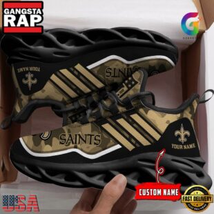 Custom Name New Orleans Saints Sport Football Camo Max Soul Shoes