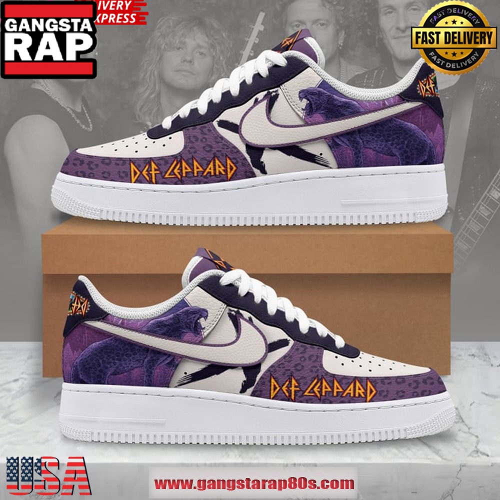 Def Leppard Purple Limited Edition Air Force 1 Running Sneakers Shoes Def Leppard Purple Limited Edition Air Force 1 Running Sneakers Shoes