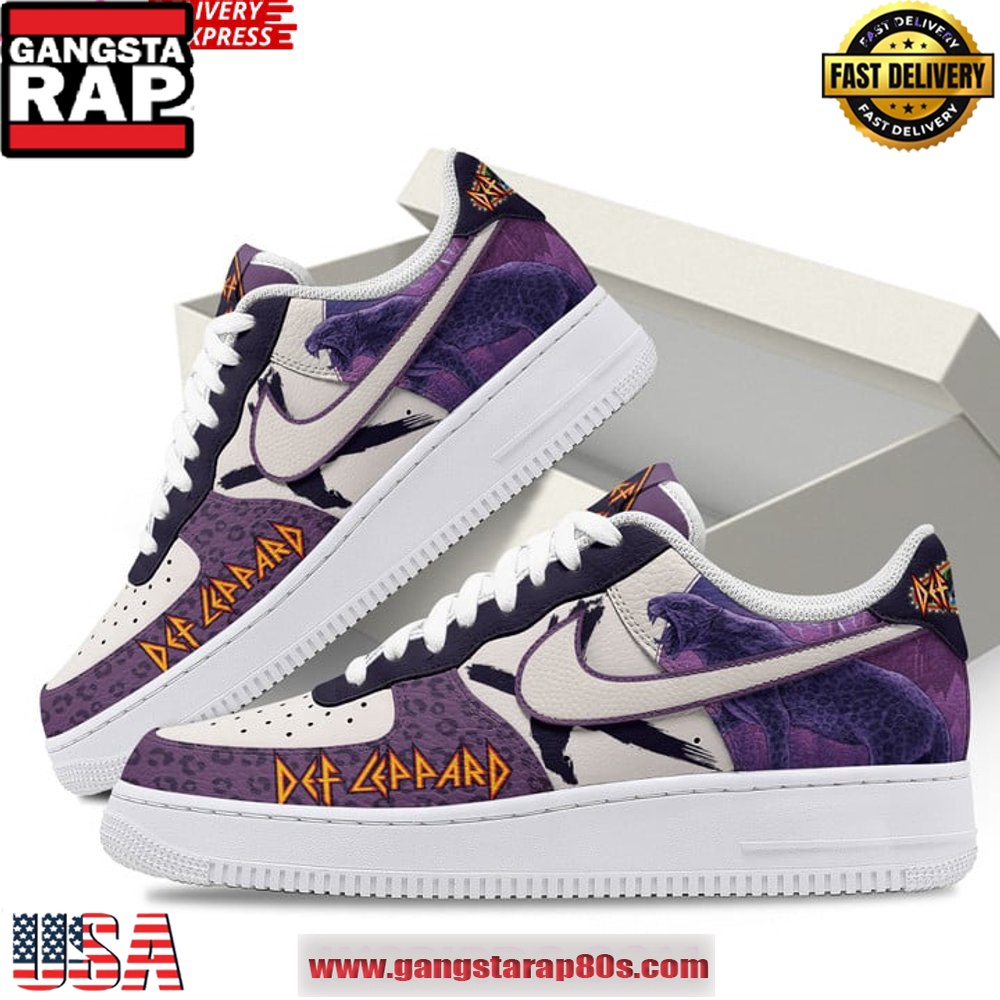 Def Leppard Purple Limited Edition Air Force 1 Running Sneakers Shoes Def Leppard Purple Limited Edition Air Force 1 Running Sneakers Shoes