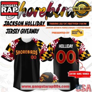 Delmarva Shorebirds Maryland Pride Jackson Holliday Custom Baseball Jersey