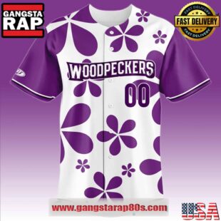 Fayetteville Woodpecker Purple Paint the Park Custom Baseball Jersey