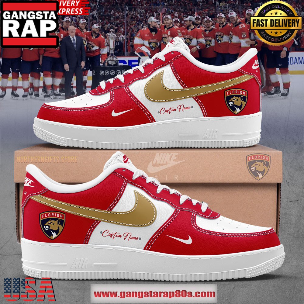 Florida Panthers Custom Name Premium Air Force 1 Sneakers Shoes Florida Panthers Custom Name Premium Air Force 1 Sneakers Shoes