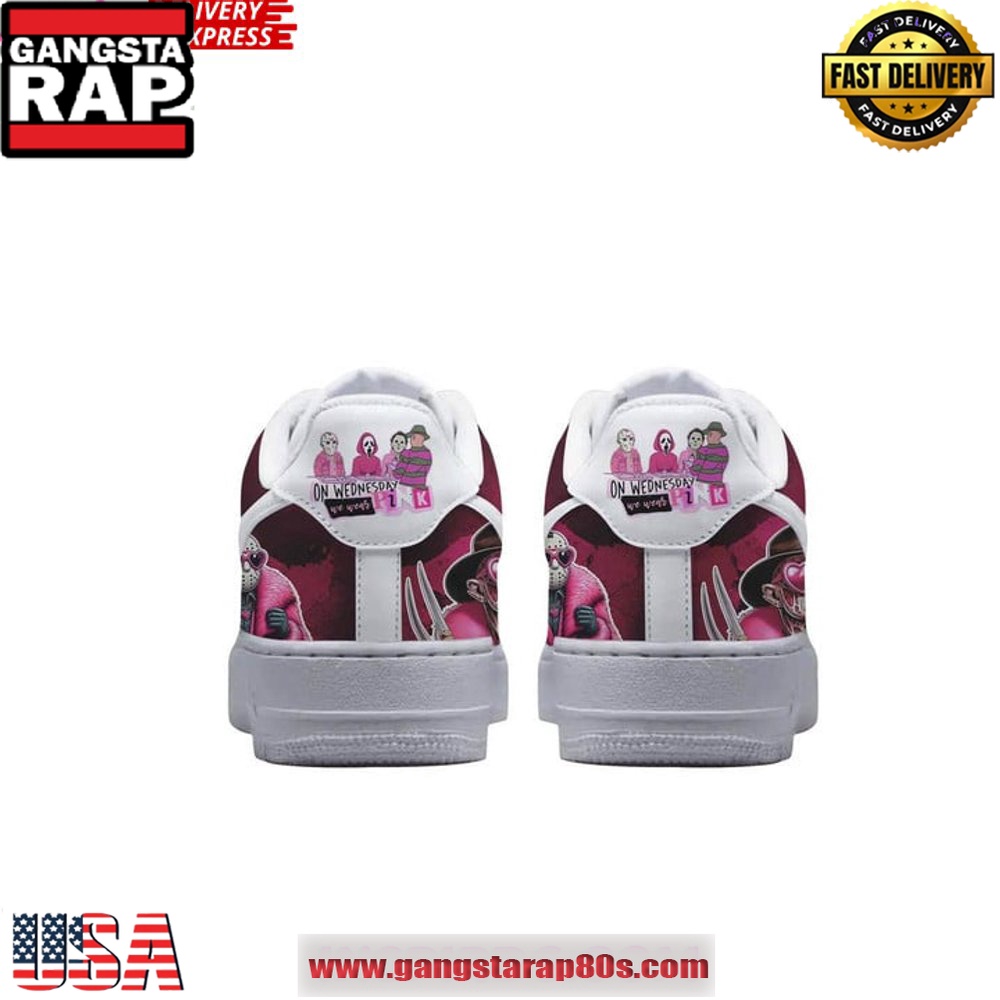 Horror Film Pink Limited Edition Air Force 1 Sneakers Shoes Horror Film Pink Limited Edition Air Force 1 Sneakers Shoes