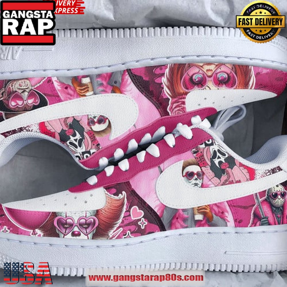 Horror Film Pink Limited Edition Air Force 1 Sneakers Shoes Horror Film Pink Limited Edition Air Force 1 Sneakers Shoes
