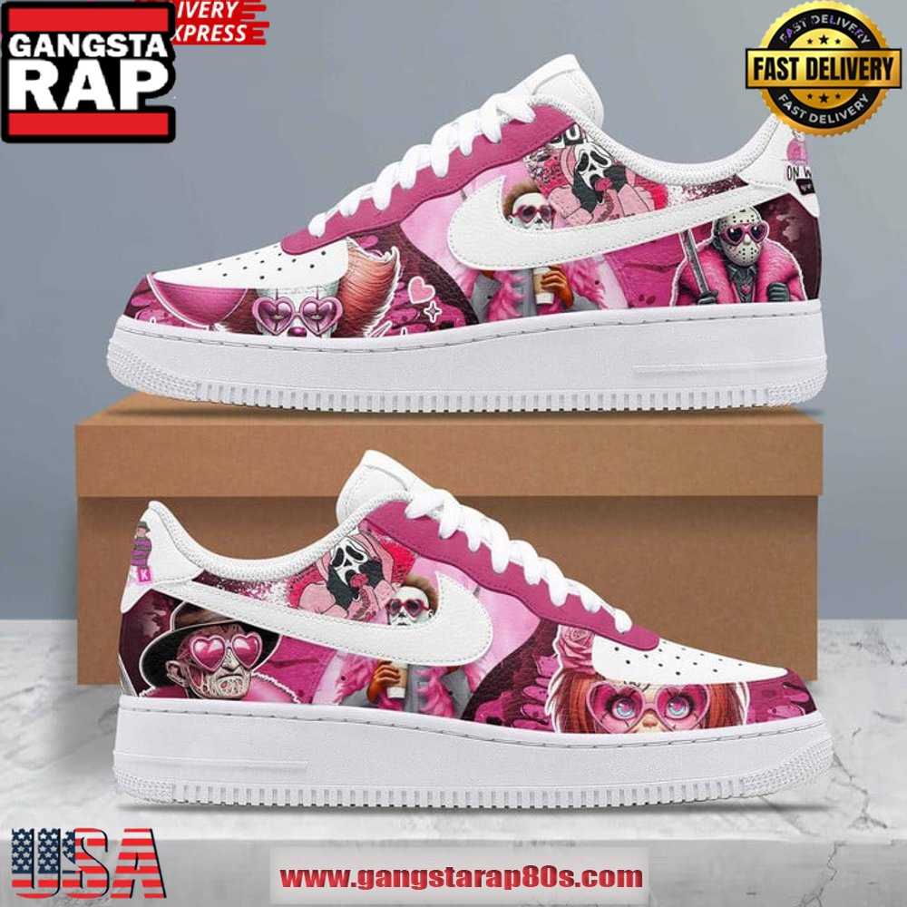 Horror Film Pink Limited Edition Air Force 1 Sneakers Shoes Horror Film Pink Limited Edition Air Force 1 Sneakers Shoes