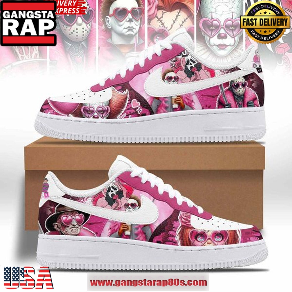 Horror Film Pink Limited Edition Air Force 1 Sneakers Shoes Horror Film Pink Limited Edition Air Force 1 Sneakers Shoes