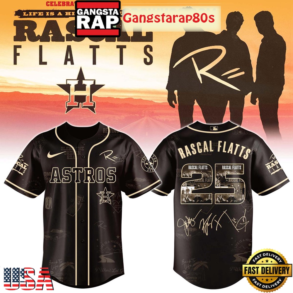 Houston Astros Celebrating Rascal Flatts 25 Years Tour Baseball Jersey Houston Astros Celebrating Rascal Flatts 25 Years Tour Baseball Jersey