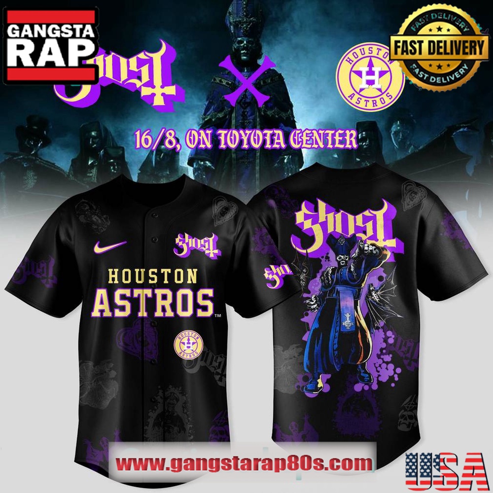 Houston Astros x Ghost Band Special Baseball Jersey Shirt Houston Astros x Ghost Band Special Baseball Jersey Shirt