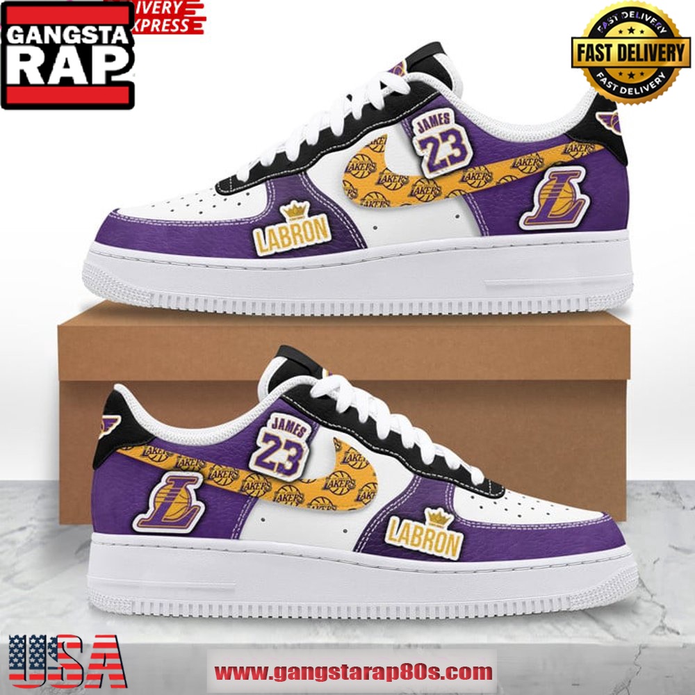 LeBron James Los Angeles Lakers Air Force 1 Sneakers Shoes LeBron James Los Angeles Lakers Air Force 1 Sneakers Shoes