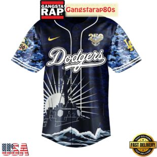 Los Angeles Dodgers Celebration Happy Birthday US Navy 250 Years 2025 Special Baseball Jersey